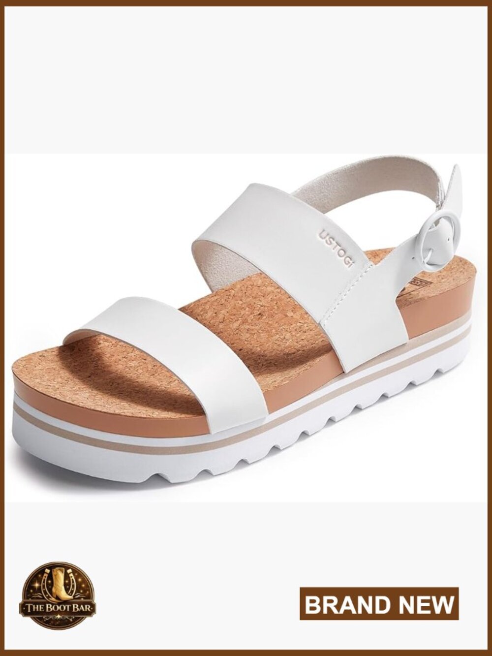 Platform Sandals Arch Support Cork Footbed Adjustable Buckle Slide Slippers